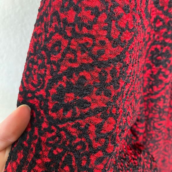 Catherines womens 3/4 sleeve red blouse top career artsy round neck office 4X - Picture 2 of 7